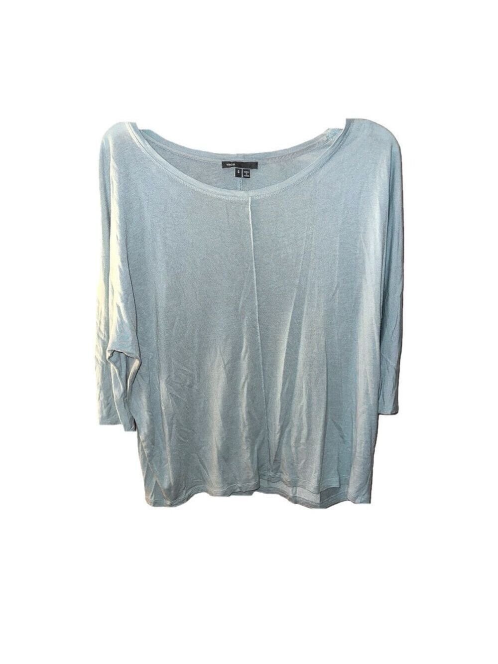 Vince 3/4 Sleeve Crew Neck Tshirt in Blue - Picture 2 of 8